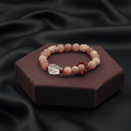 Sunstone Bracelet With Transparent White Quartz Fox