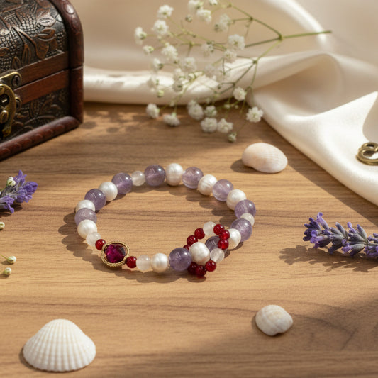 Amethyst & Freshwater Pearl Bracel