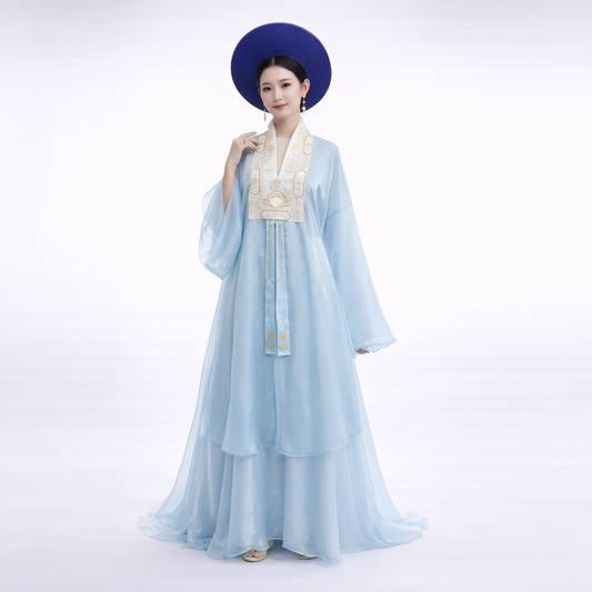 Pastel Blue Vietnam Traditional Attire Set - Pastel Blue Nhat Binh