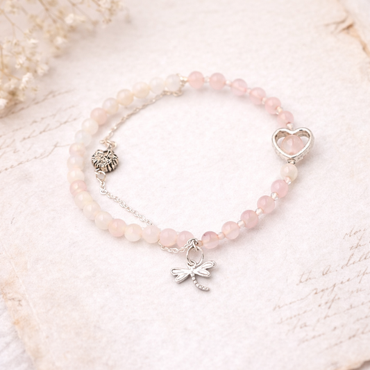 Rose Quartz - White Quartz Bracelet