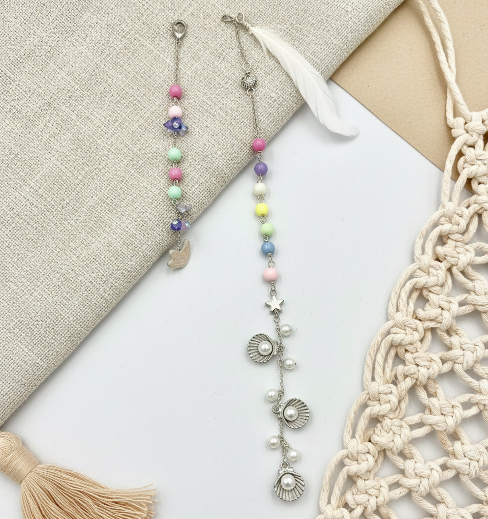 Pastel Beaded Mermaid Hairpin with Charms