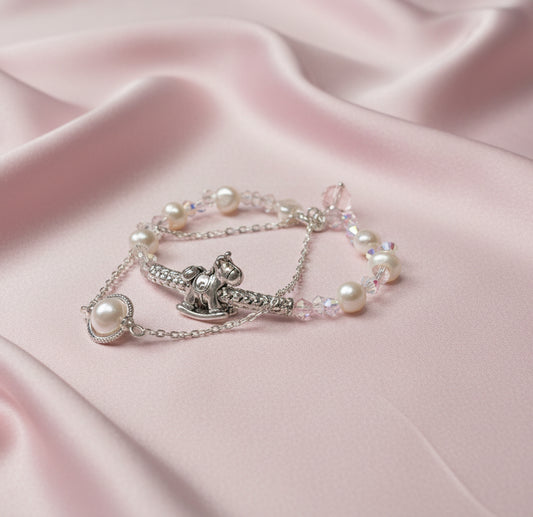Tết 2026 Pastel Crystal & Pearl Horse Bracelet