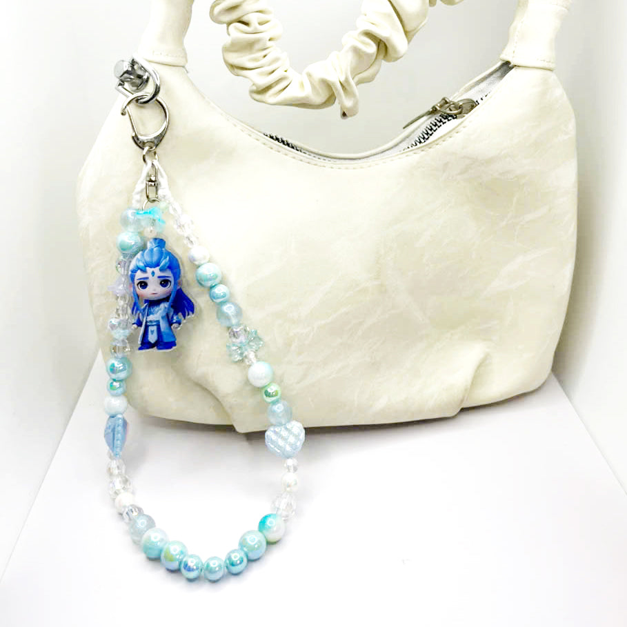 Blue Keychain, Blue Candy color Keychain with Nǎ zhā cartoon - Ao Ping