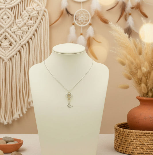 925 Sterling Silver Heart Necklace with Golden Rutilated Quartz