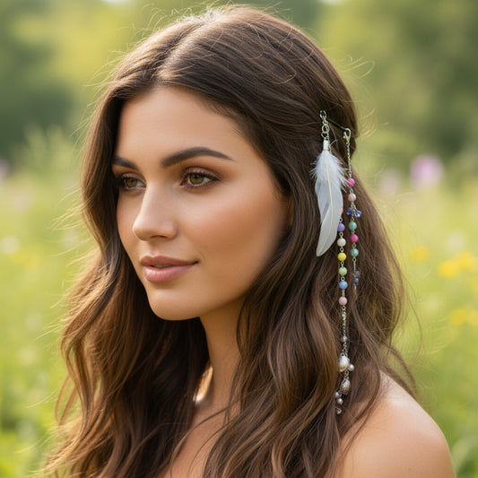 Pastel Beaded Mermaid Hairpin with Charms