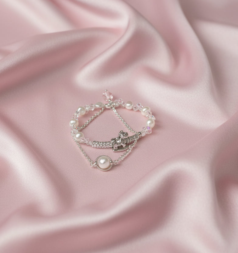 Tết 2026 Pastel Crystal & Pearl Horse Bracelet