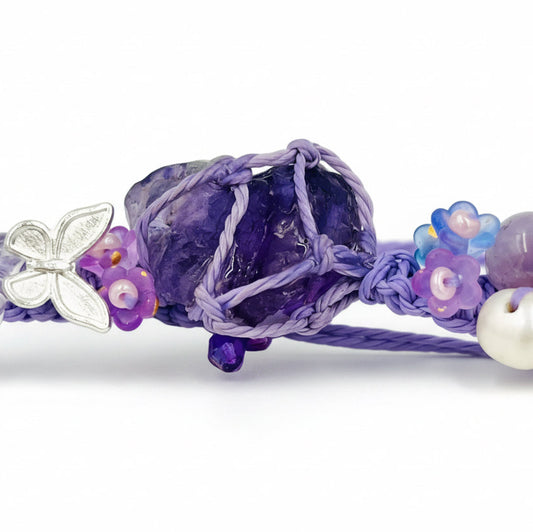 Heart Amethyst Bracelet – Raw Purple Stone