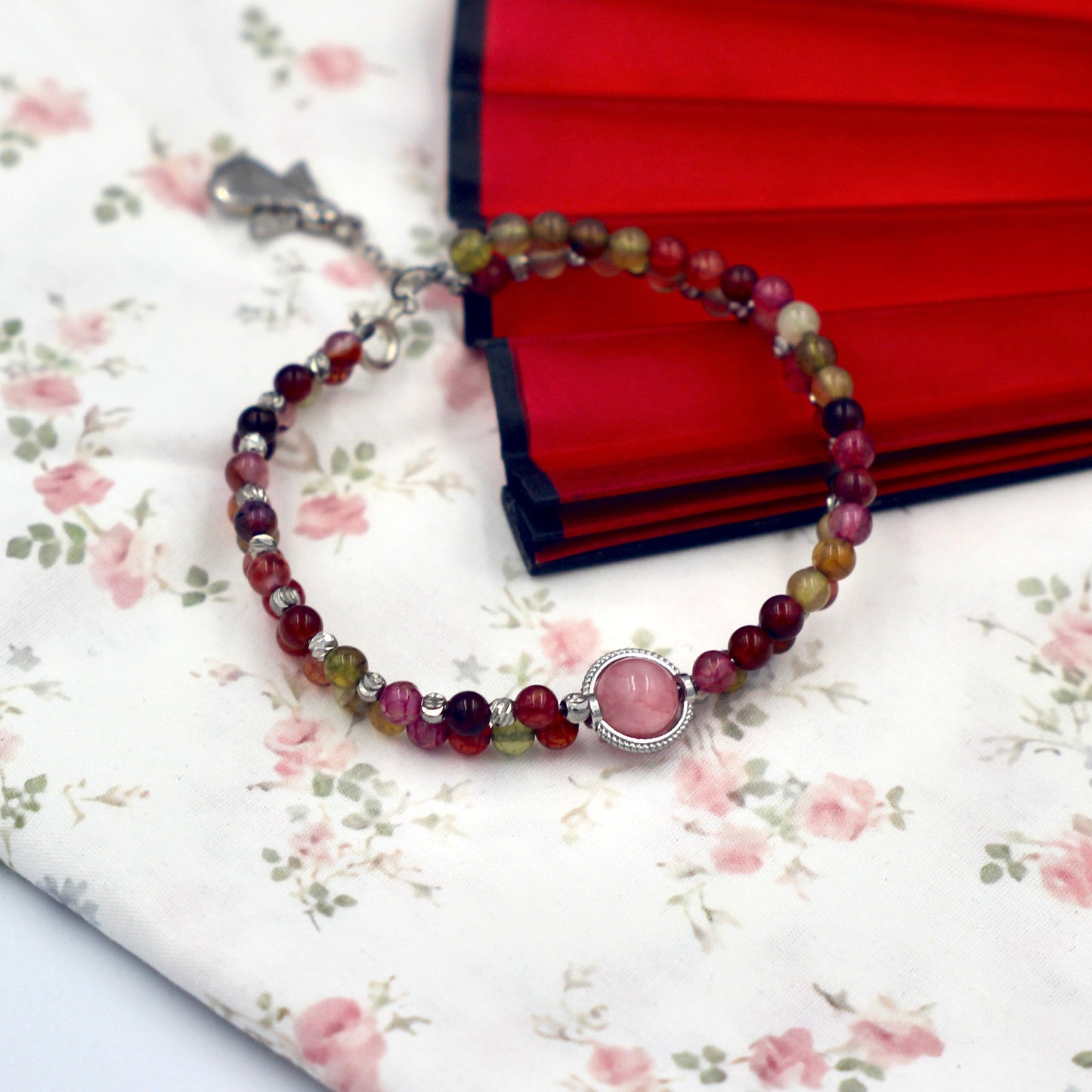 multi-color tourmaline bead bracelet