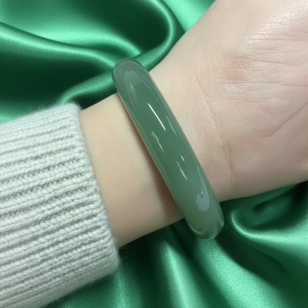 Rock-Embracing Jade Bracelet | Xiuyan Jade Bangle | Natural Green Jade Bangle Bracelet