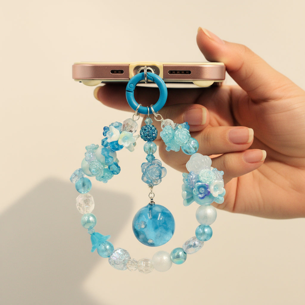 Blue Sky Dream Keychain | Handmade Phone Charm & Bag Accessory | Cute Blue Beaded Keyring | Dreamy Sky Gift for Her | Fairycore Aesthetic