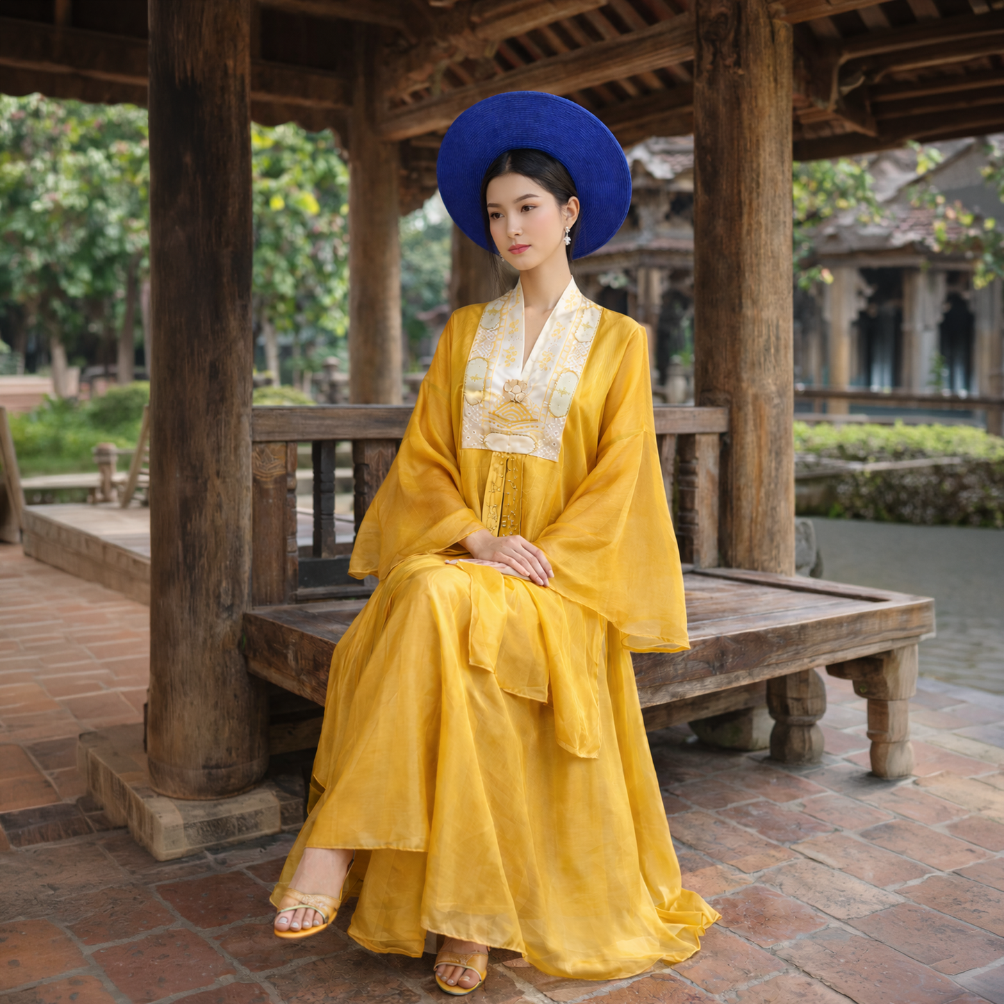 Vietnam Traditional Attire Set - Gold Nhat Binh