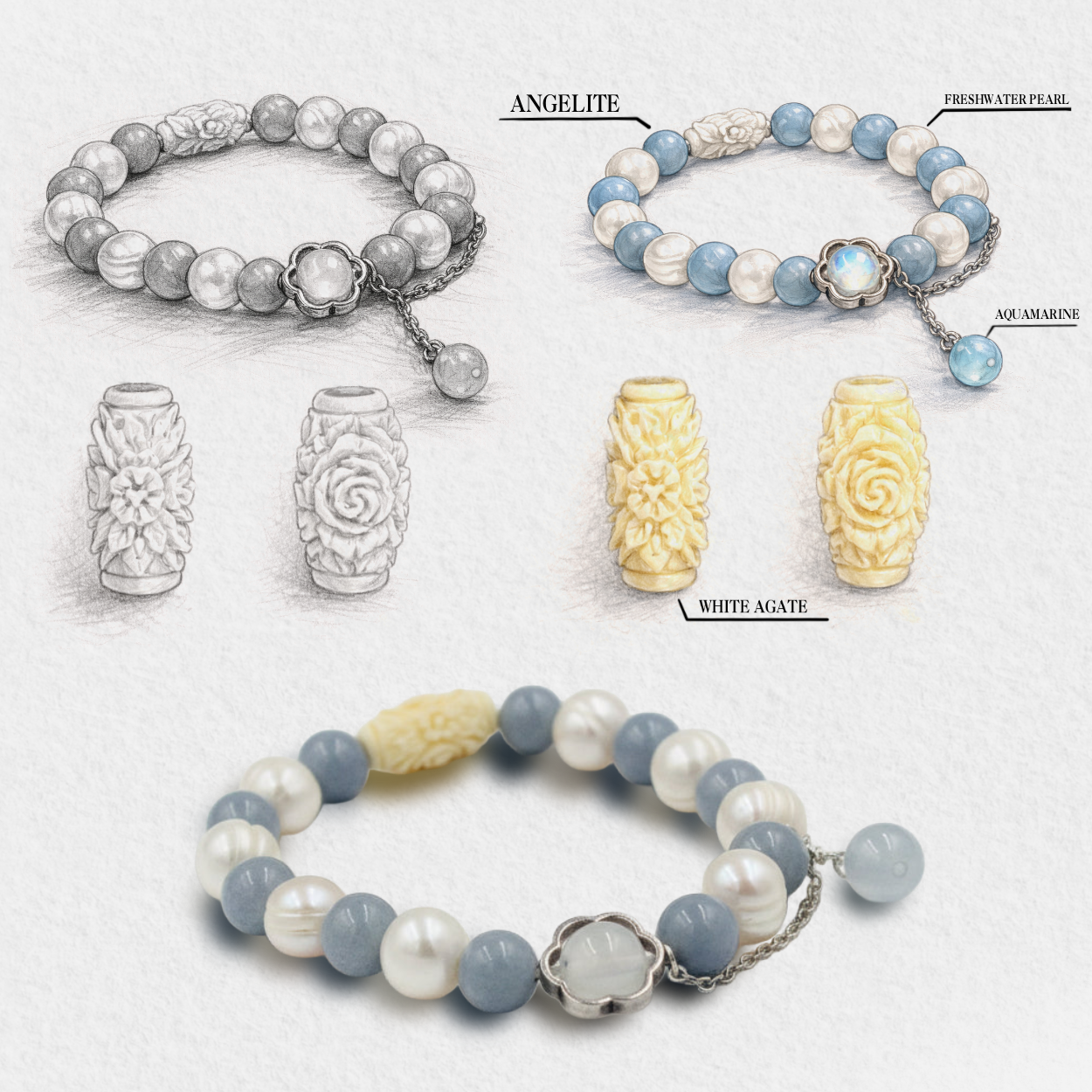 Angelite & Freshwater Pearl Bracelet