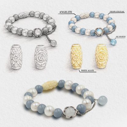 Angelite & Freshwater Pearl Bracelet