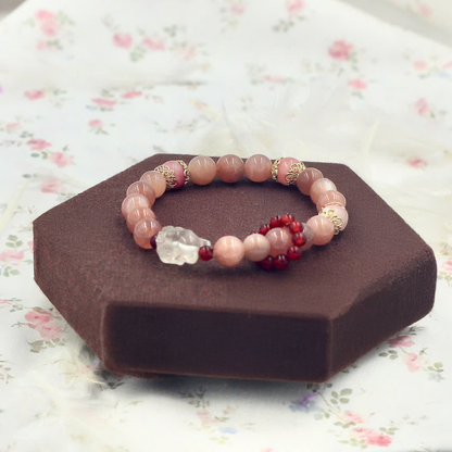 Sunstone Bracelet With Transparent White Quartz Fox