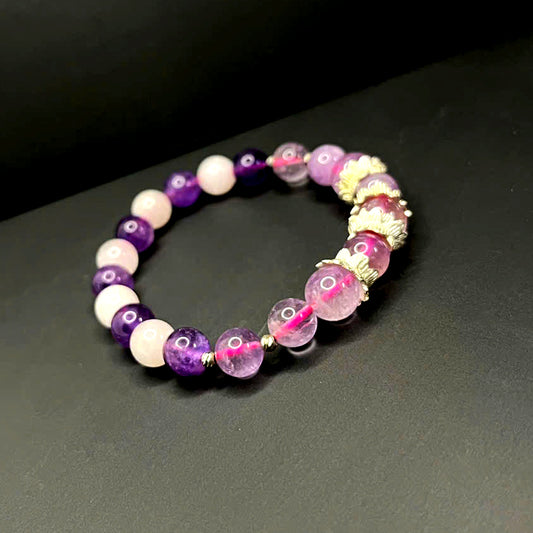 Amethyst and Rose Quartz Beads Bracelet