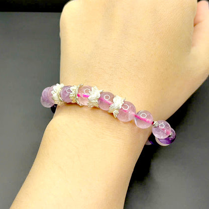 Amethyst and Rose Quartz Beads Bracelet