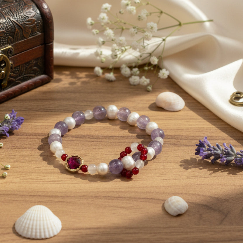 Amethyst & Freshwater Pearl Bracel