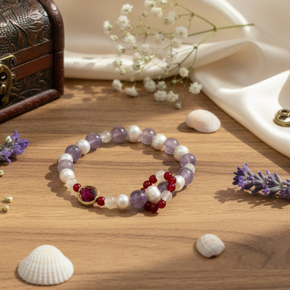 Amethyst & Freshwater Pearl Bracel