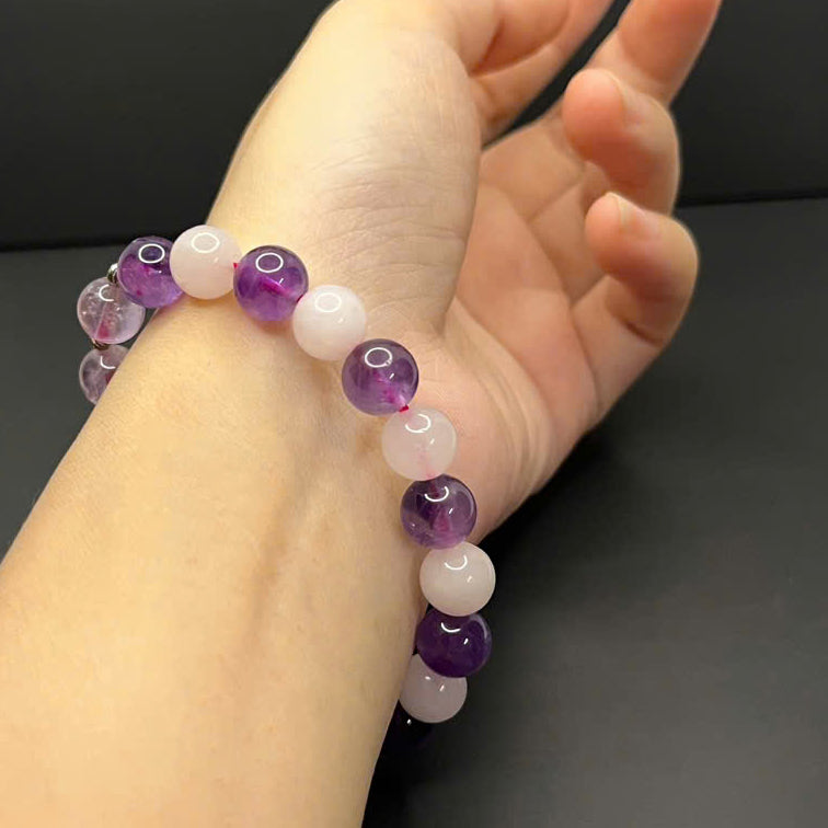 Amethyst and Rose Quartz Beads Bracelet