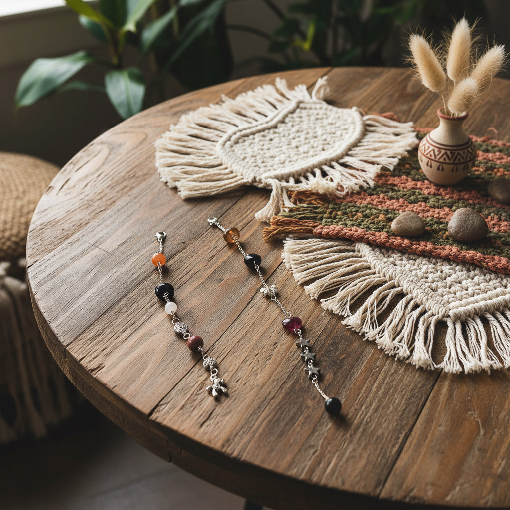 Boho Hair Clip Chain with Artificial Stones