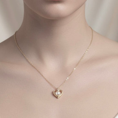 Sterling Silver 925 Heart Pearl Neck