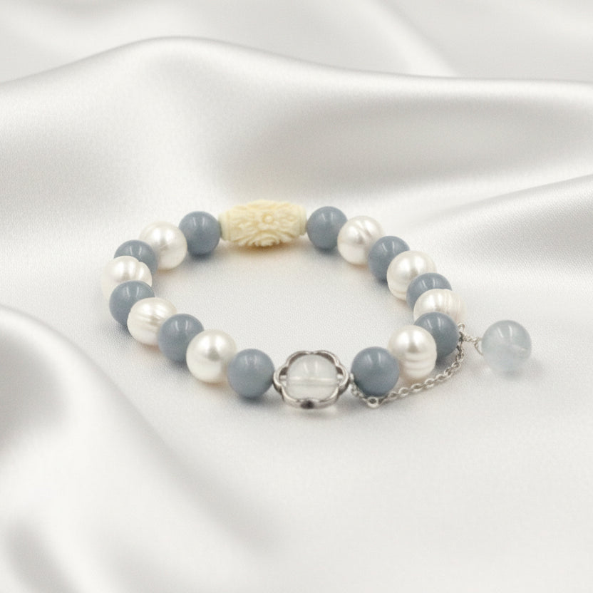 Angelite & Freshwater Pearl Bracelet
