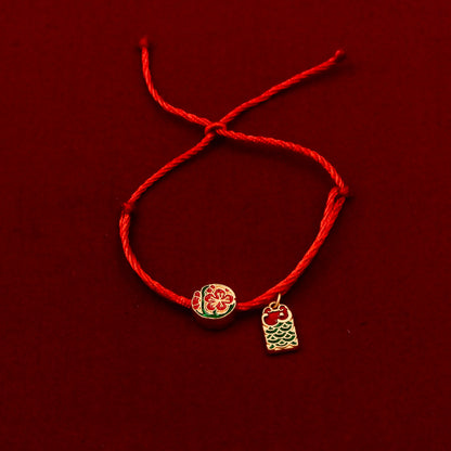 Lucky Red String Bracelet & Chalcedony Gemstone Bracelet Set – Handcrafted Harmony and Good Fortune