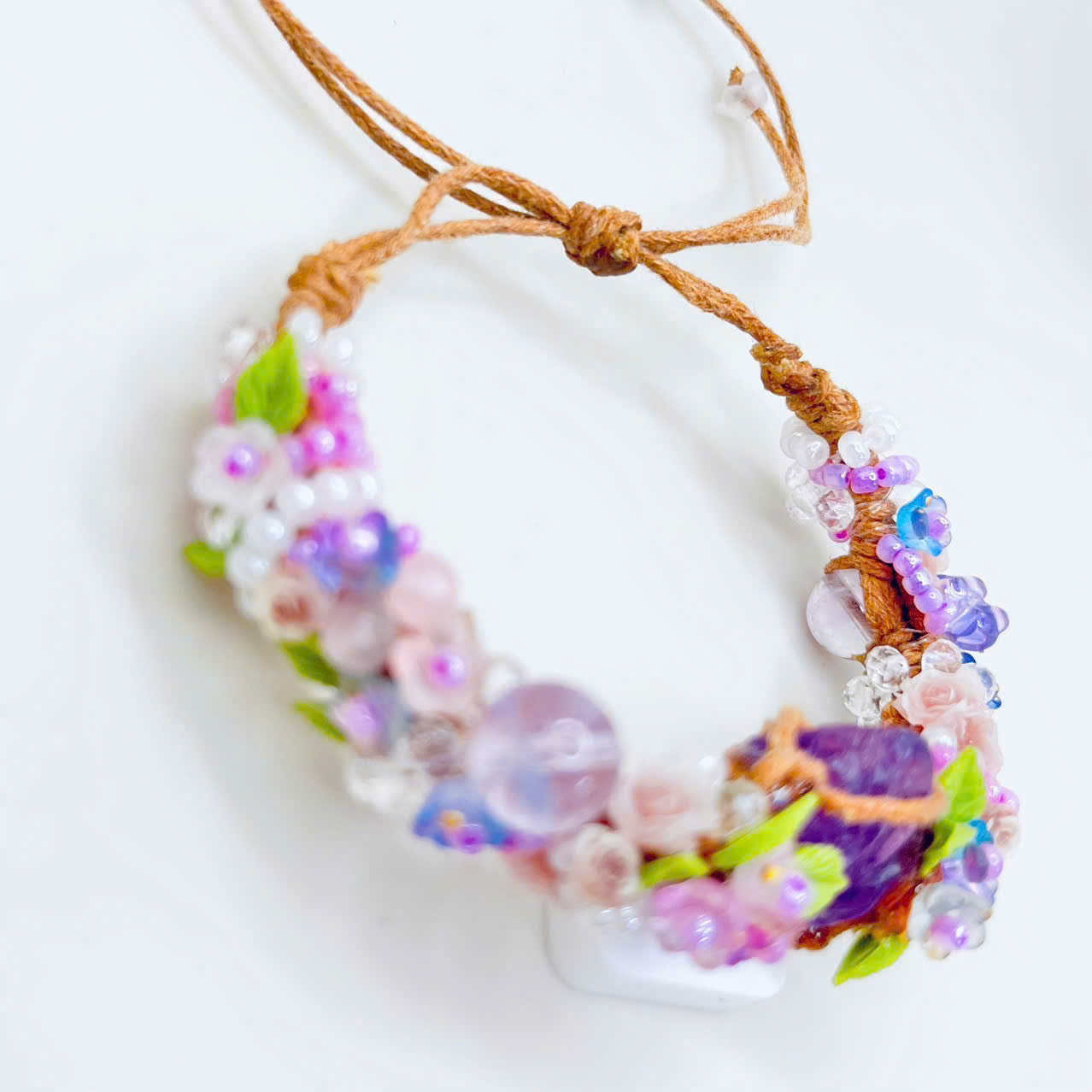 Flower and Raw Amethyst Bracelet