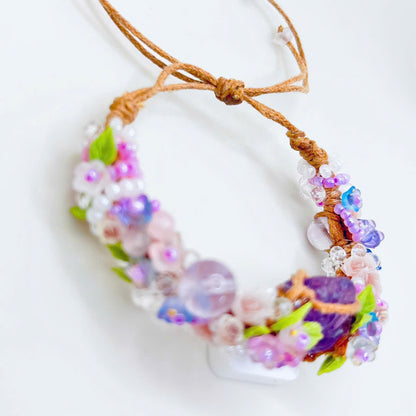 Flower and Raw Amethyst Bracelet