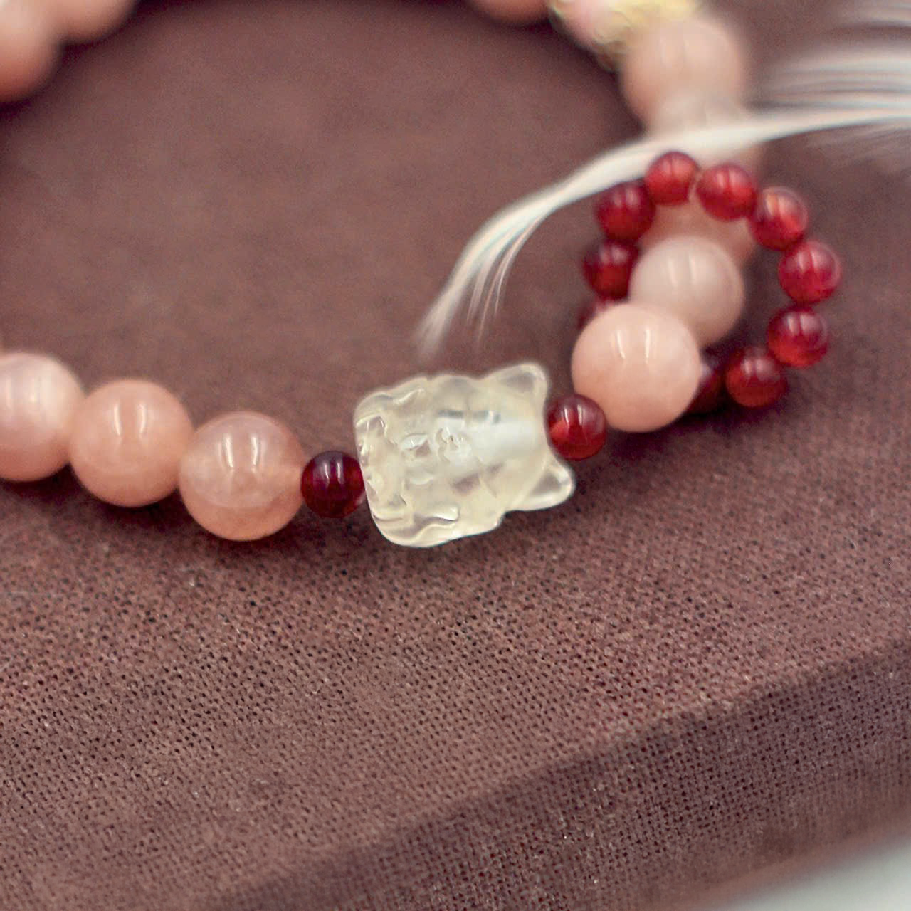 Sunstone Bracelet With Transparent White Quartz Fox