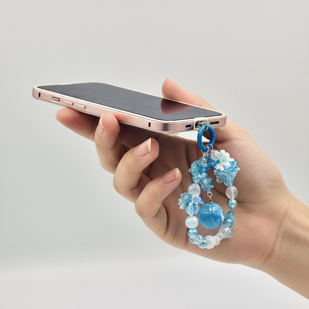 Blue Sky Dream Keychain | Handmade Phone Charm & Bag Accessory | Cute Blue Beaded Keyring | Dreamy Sky Gift for Her | Fairycore Aesthetic