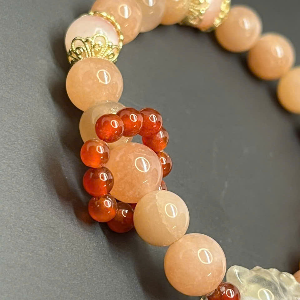 Sunstone Bracelet With Transparent White Quartz Fox