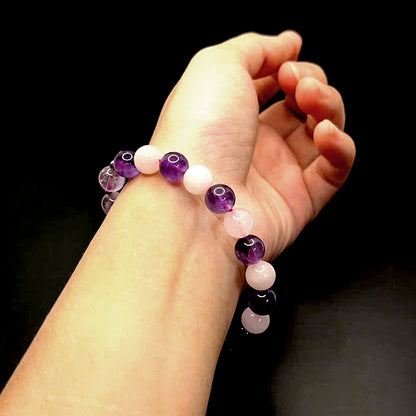 Amethyst and Rose Quartz Beads Bracelet