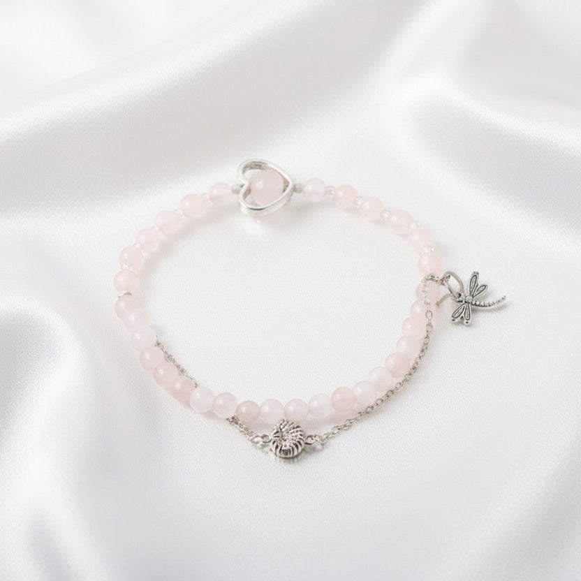 Rose Quartz - White Quartz Bracelet