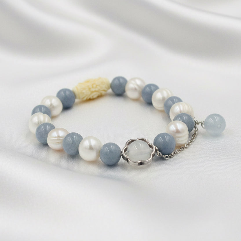 Angelite & Freshwater Pearl Bracelet