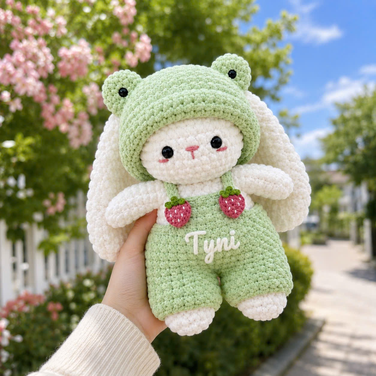 Personalized Crochet Bunny Plush Doll | Custom Name Bunny Stuffed Animal