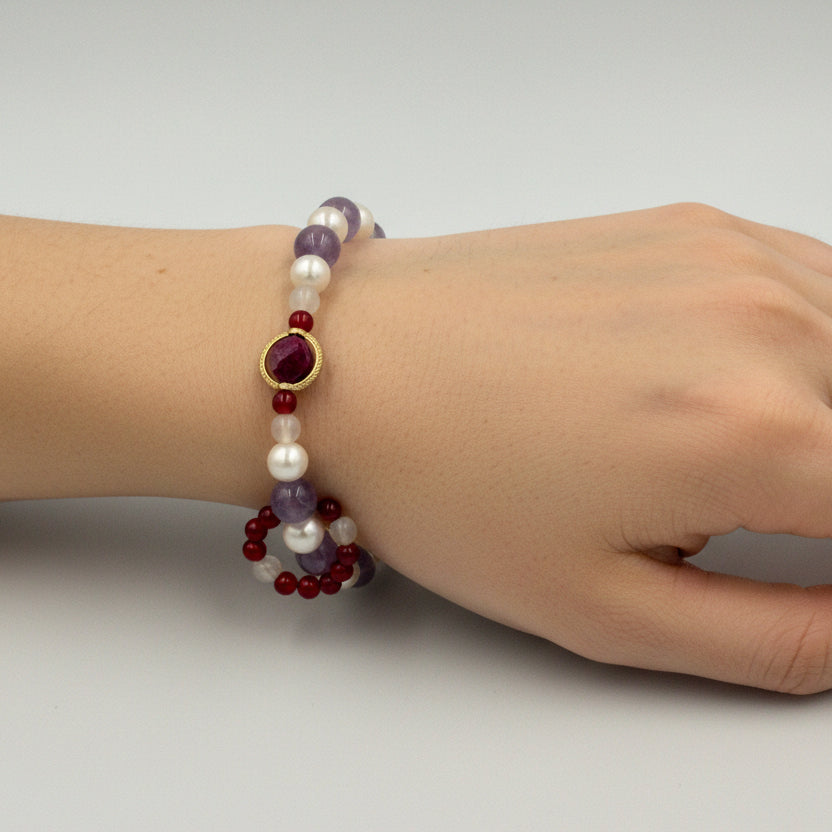 Amethyst & Freshwater Pearl Bracel