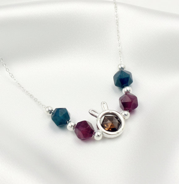 925 Silver Bunny Charm Necklace with Tiger’s Eye Gemstone | Cute Animal Pendant