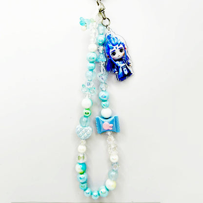 Blue Keychain, Blue Candy color Keychain with Nǎ zhā cartoon - Ao Ping