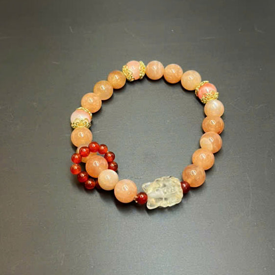 Sunstone Bracelet With Transparent White Quartz Fox