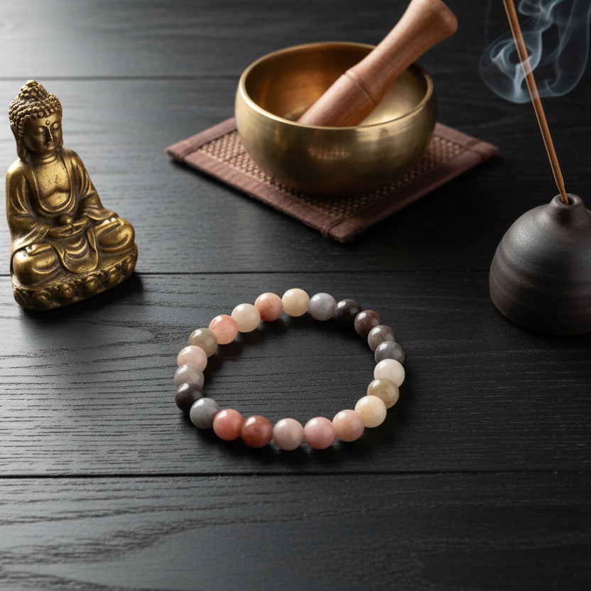 Hetian Jade Beaded Bracelet – Natural Pastel Multicolor Jade