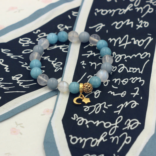 Moonstone Blue Agate Angelite Bracelet