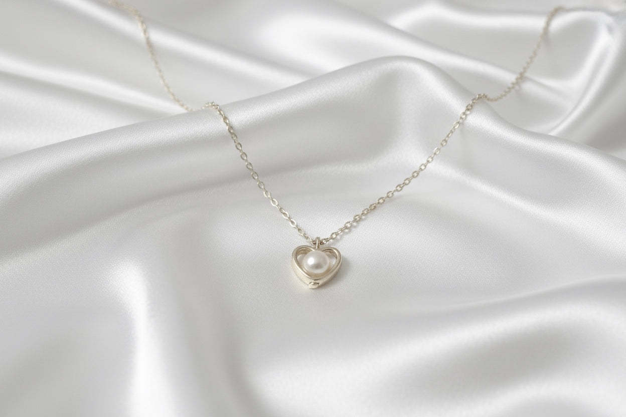 Sterling Silver 925 Heart Pearl Neck