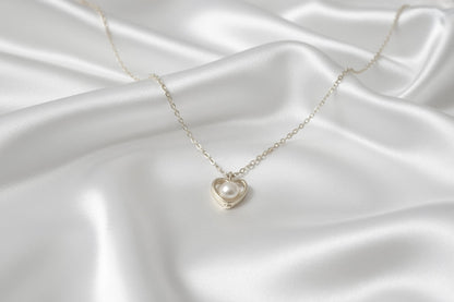 Sterling Silver 925 Heart Pearl Neck