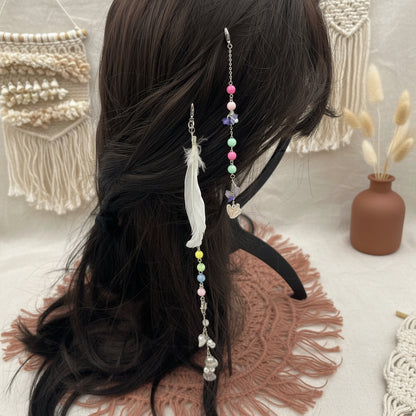 Pastel Beaded Mermaid Hairpin with Charms