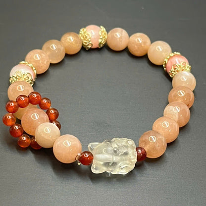 Sunstone Bracelet With Transparent White Quartz Fox