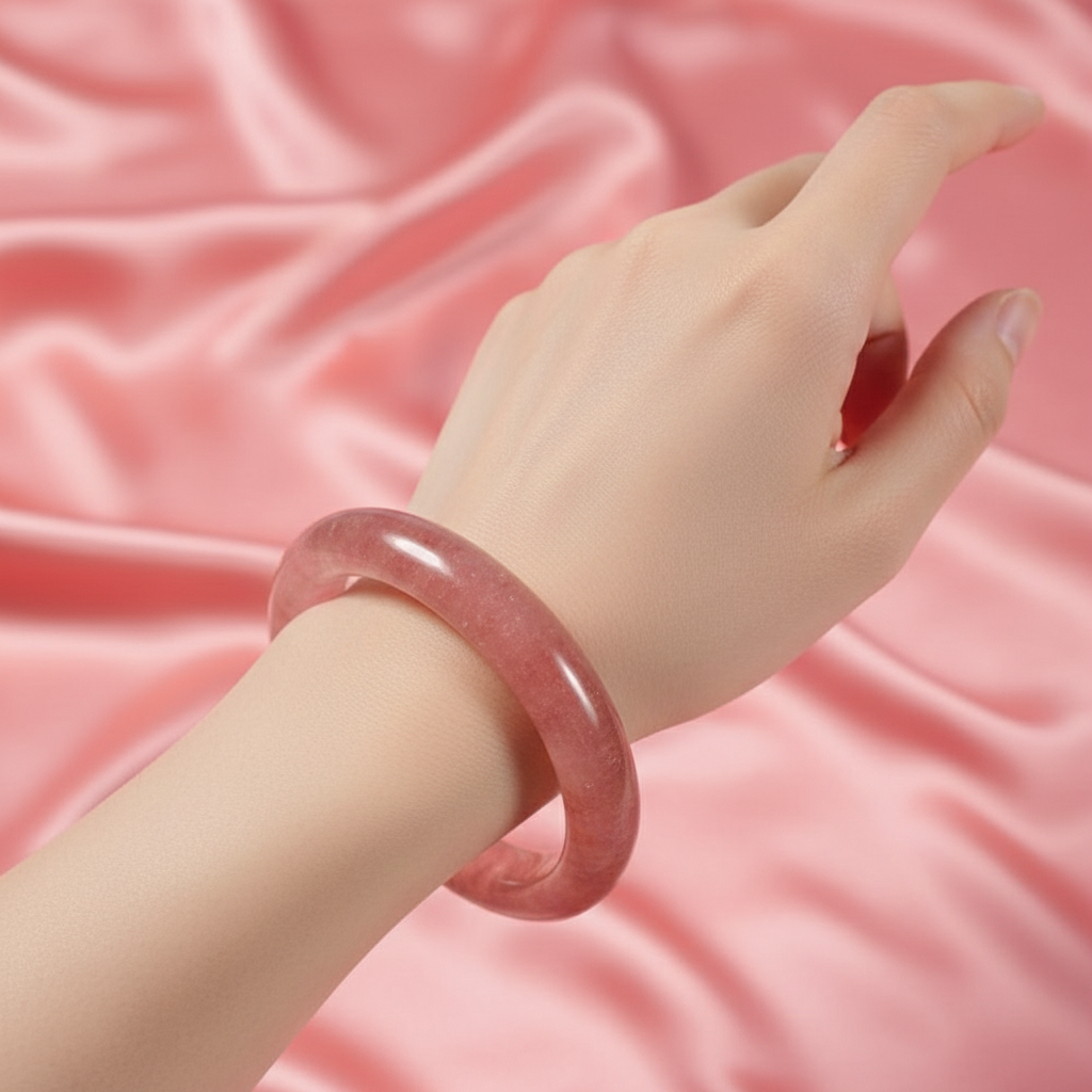 Natural Strawberry Quartz Bangle Bracelet