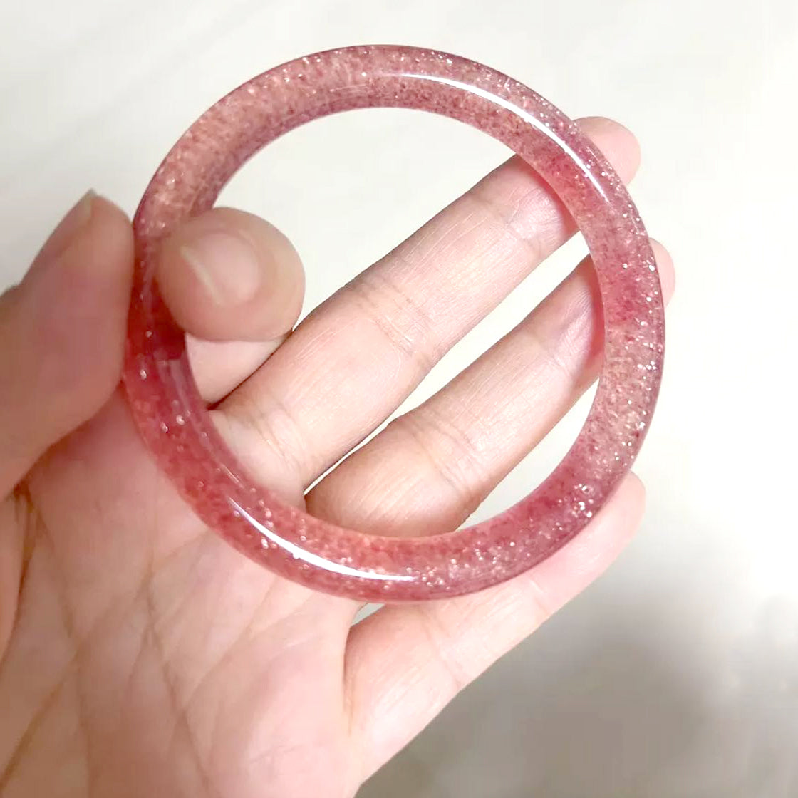 Natural Strawberry Quartz Bangle Bracelet