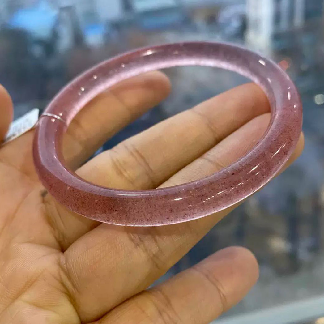 Natural Strawberry Quartz Bangle Bracelet