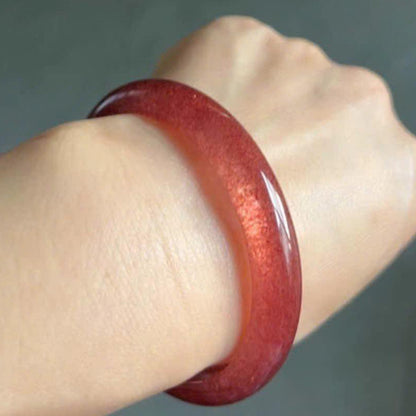 Natural Strawberry Quartz Bangle Bracelet